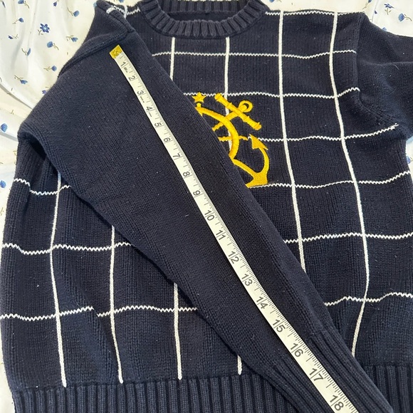 Vintage 90s Tommy Hilfiger Embroidered Geometric Nautical Crew Neck Sweater. - Picture 5 of 10